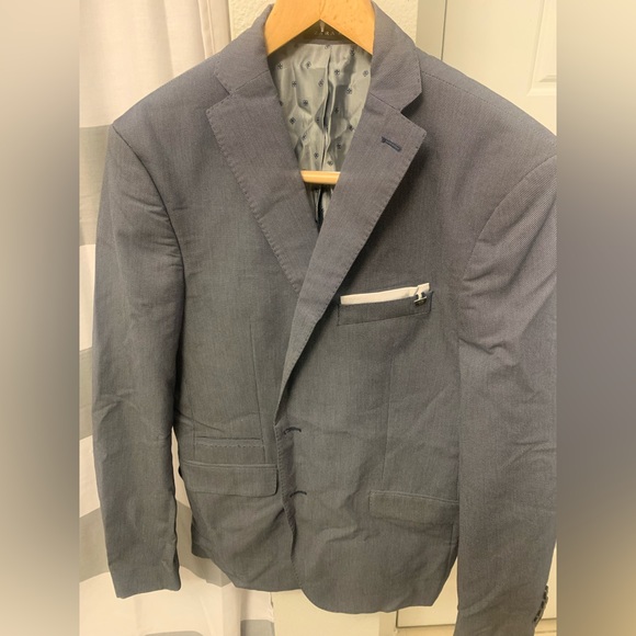 Zara Suits & Blazers Zara Mens Blue Gray Birdseye Notch Lapel